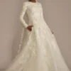 Beaded Lace Long Sleeve Modest Wedding Dress 1 Beaded Lace Long Sleeve Modest Wedding Dress -Blissful Brides Shop MSLCWG833 IVYSTONE OLEG PROD2 004