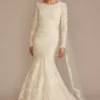 Lace Long Sleeve Mermaid Modest Wedding Dress -Blissful Brides Shop MSLCWG966 IVYCHAMP OLEG PROD3 038