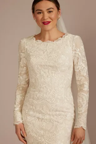 Lace Long Sleeve Mermaid Modest Wedding Dress 5 Lace Long Sleeve Mermaid Modest Wedding Dress - Image 3