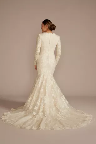 Lace Long Sleeve Mermaid Modest Wedding Dress 4 Lace Long Sleeve Mermaid Modest Wedding Dress - Image 2