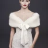 Faux-Fur Wrap With Satin Ribbon Tie -Blissful Brides Shop OW2119 IVORY OTWR OM PROD3 007