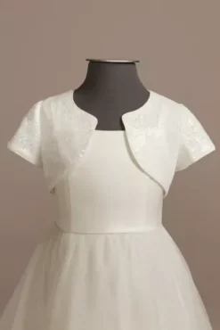 Short Sleeve Sequin Flower Girl Jacket