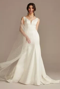 Allover Pearl Convertible Tulle Cape Train -Blissful Brides Shop OW217520 IVORY BR OWTR PROD4 06