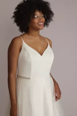 Embellished Waistband Tulle Overskirt -Blissful Brides Shop OW2183 IVORY DBSTU PROD1 025