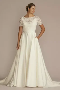 Short Sleeve Lace Topper -Blissful Brides Shop OW2190 IVORY OTWR PROD7 252