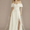 Recycled Crepe Off-the-Shoulder Wedding Dress -Blissful Brides Shop RWG4074 SOFTWHITE DBSTU PROD3 024