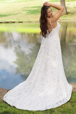 Recycled Floral Lace Spaghetti Strap Wedding Dress 7 Recycled Floral Lace Spaghetti Strap Wedding Dress - Image 5