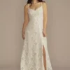 Recycled Floral Lace Spaghetti Strap Wedding Dress