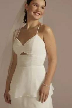 Recycled Chiffon Tiered Skirt Wedding Dress -Blissful Brides Shop RWG4082 SOFTWHITE DBSTU PROD3 096