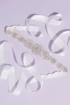 Graduated Scallops Beaded Satin Sash