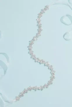 Slim Ribbon-Tied Crystal Sash