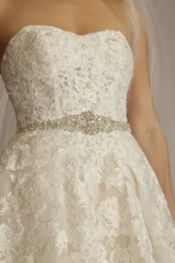 Shimmering Crystal Medallion Sash With Ribbon Tie