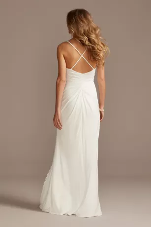 Ruched Skinny Strap Dress With Lace Slit 4 Ruched Skinny Strap Dress With Lace Slit - Image 2