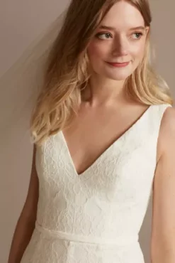 Scalloped Lace V-Neck Tank Wide-Leg Jumpsuit -Blissful Brides Shop SDWG0931 IVORY DBSTU PROD1 097