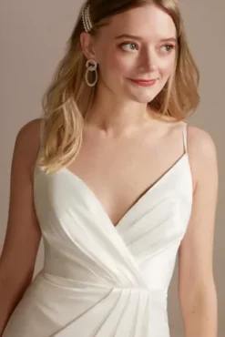 Hand-Pleated Spaghetti Strap Charmeuse Slip Dress -Blissful Brides Shop SDWG0935 SOFTWHITE DBSTU PROD1 228