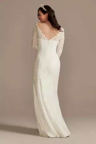 Stretch Lace Long Sleeve Sheath Wedding Dress 4 Stretch Lace Long Sleeve Sheath Wedding Dress - Image 2