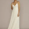 Pleated Spaghetti Strap A-Line Wedding Dress -Blissful Brides Shop SDWG1088 IVORY DBSTU PROD3 070