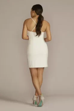 Crepe Cutout Wrap Skirt Short Dress 6 Crepe Cutout Wrap Skirt Short Dress -Blissful Brides Shop SDWG1092 SOFTWHITE DBSTU PROD4 142