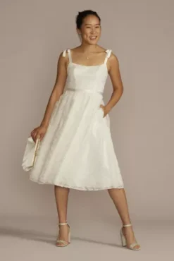 Floral Lace Midi Dress With Silk Tie Straps -Blissful Brides Shop SDWG1094 SOFTWHITE DBSTU PROD7 V2 034