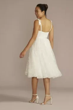 Floral Lace Midi Dress With Silk Tie Straps -Blissful Brides Shop SDWG1094 SOFTWHITE DBSTU PROD7 V2 082