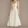 Cowl Neck Tea-Length Satin A-Line Dress 2 Cowl Neck Tea-Length Satin A-Line Dress -Blissful Brides Shop SDWG1105 SOFTWHITE DBSTU PROD2 062