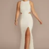 Beaded Crepe Cutout Sheath Wedding Dress -Blissful Brides Shop SDWG1120 SOFTWHITE DBSTU PROD1 035