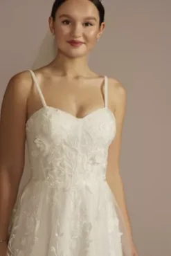 3D Floral Applique Corset Bodice Wedding Dress -Blissful Brides Shop SDWG1153 SOFTWHITE DBSTU PROD2 142