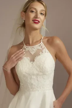 Embellished Halter Neck A-Line Wedding Dress -Blissful Brides Shop SDWG1156 SOFTWHITE DBSTU PROD4 079