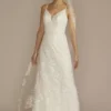 Sequin Floral A-Line Spaghetti Strap Wedding Dress -Blissful Brides Shop SDWG1173 SOFTWHITE DBSTU PROD3 060