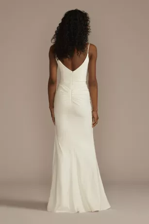 Ruched V-Neck Spaghetti Strap Sheath Wedding Dress 4 Ruched V-Neck Spaghetti Strap Sheath Wedding Dress - Image 2