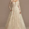 Lace Illusion Long Sleeve Ball Gown Wedding Dress -Blissful Brides Shop SLCWG833 IVYSTONE OLEG PROD12 122