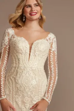 Beaded Scroll And Lace Mermaid Tall Wedding Dress -Blissful Brides Shop SLCWG878 IVYCHAMP OLEG PROD7 065