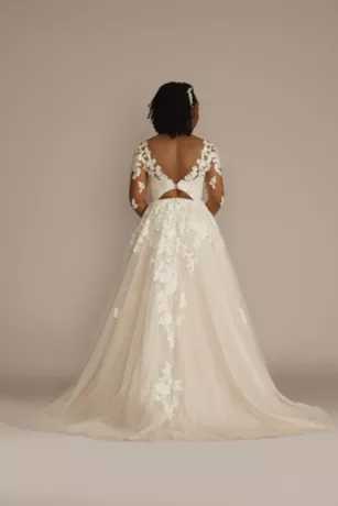 Illusion V-Neck Long Sleeve Lace Wedding Gown 4 Illusion V-Neck Long Sleeve Lace Wedding Gown - Image 2