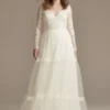 Corset Bodice Long Sleeve A-Line Wedding Dress -Blissful Brides Shop SLMS251209 IVORY MS PROD9 298
