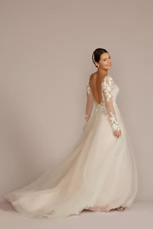 Appliqued Cap Sleeve Tulle Ball Gown Wedding Dress 4 Appliqued Cap Sleeve Tulle Ball Gown Wedding Dress - Image 2