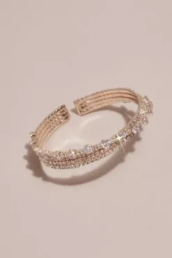 Overlapping Crystals Slim Bangle Bracelet -Blissful Brides Shop SP22BR45664 ROSEGOLD JWLY PROD11 0003