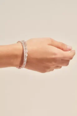 Overlapping Crystals Slim Bangle Bracelet