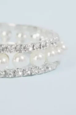 Pearl And Crystal Stretch Bracelet -Blissful Brides Shop SP23B155144B001 MSILVER JWLY PROD11 41