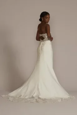 Lace Sheer Beaded Bodice Wedding Dress 7 Lace Sheer Beaded Bodice Wedding Dress -Blissful Brides Shop SV830 SFTWHTCOCOA SIG PROD11 2170