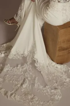 Lace Sheer Beaded Bodice Wedding Dress 9 Lace Sheer Beaded Bodice Wedding Dress -Blissful Brides Shop SV830 SFTWHTCOCOA SIG PROD11 2238