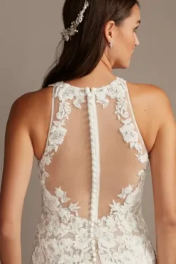 Illusion Sequin Floral Applique Wedding Dress -Blissful Brides Shop SWG843 IVYBISQUE SIG PROD9 112