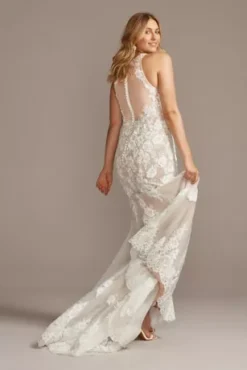 Illusion Sequin Floral Applique Wedding Dress -Blissful Brides Shop SWG843 IVYBISQUE SIG PROD9 183