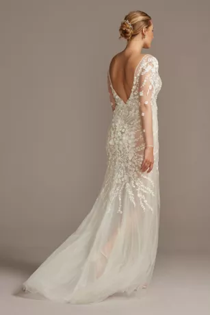 Embroidered Floral Illusion Bodysuit Wedding Dress 10 Embroidered Floral Illusion Bodysuit Wedding Dress - Image 8