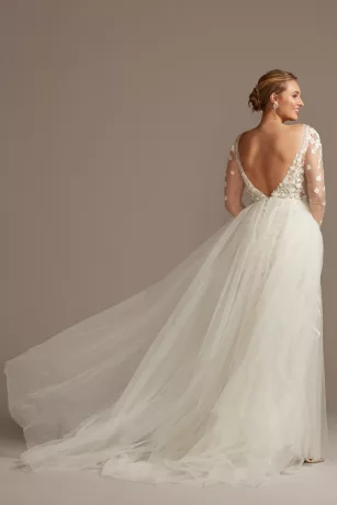 Embroidered Floral Illusion Bodysuit Wedding Dress 11 Embroidered Floral Illusion Bodysuit Wedding Dress - Image 9