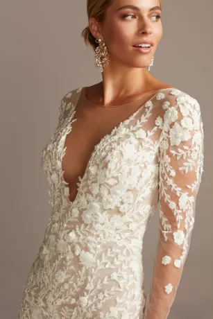 Embroidered Floral Illusion Bodysuit Wedding Dress 12 Embroidered Floral Illusion Bodysuit Wedding Dress - Image 10