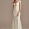 Petite Sheath Wedding Dress With Beaded Swag Back -Blissful Brides Shop SWG884 IVORY SIG PROD1 023
