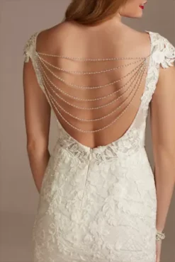 Petite Sheath Wedding Dress With Beaded Swag Back -Blissful Brides Shop SWG884 IVORY SIG PROD1 188