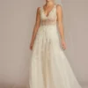 Drop Waist Beaded Applique Wedding Gown -Blissful Brides Shop SWG923 IVYSTONE SIG PROD1 013