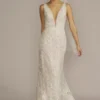 Lattice Beaded Applique Sheath Wedding Dress -Blissful Brides Shop SWG939 IVYSTONE SIG PROD3 012
