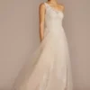 One-Shoulder Beaded Wedding Dress With Overskirt